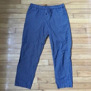 Hanro Night & Day Mens Blue Plaid Cotton Lounge Pajama Pants Size L 6436